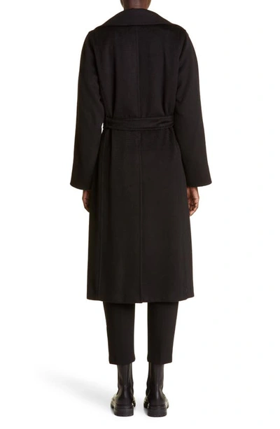 Max Mara Manuela Camel Hair Wrap Coat In Black
