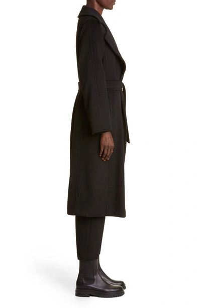 Max Mara Manuela Camel Hair Wrap Coat In Black