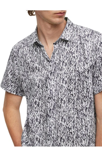Shop John Varvatos Loren Slim Fit Short Sleeve Button-up Shirt In Dry Fig