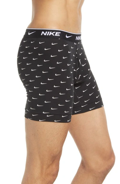 Shop Nike Dri-fit Essential Assorted 3-pack Stretch Cotton Boxer Briefs In Swoosh Print