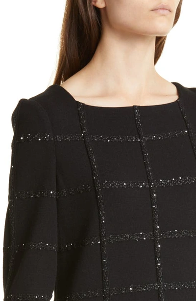 Misook Sequin Grid Sweater In Black
