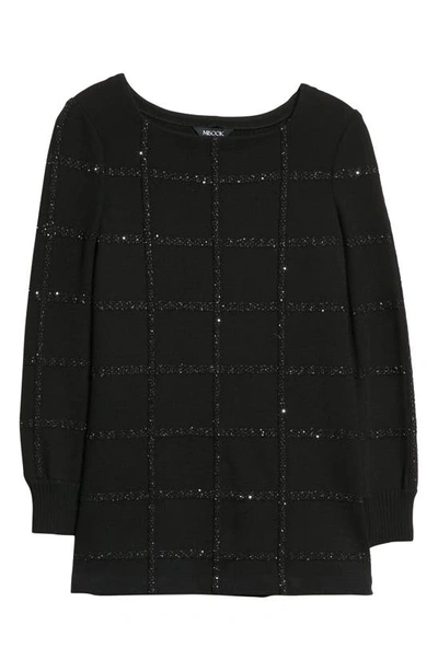 Misook Sequin Grid Sweater In Black