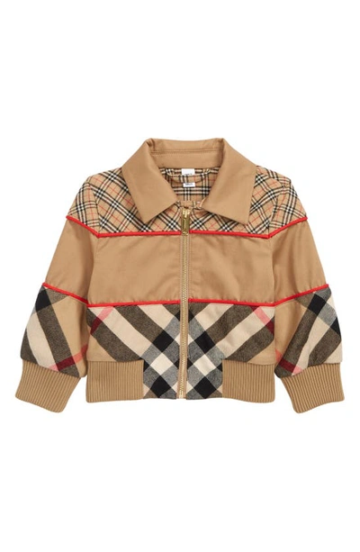 Burberry Kids' Check Print Cotton Flannel Jacket In Beige | ModeSens