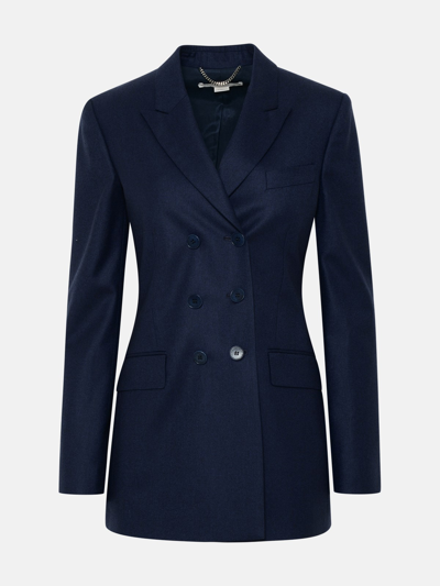 Shop Stella Mccartney Blue Wool Blazer Coat