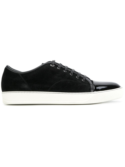 Shop Lanvin Sneakers With Shiny Toe In Black