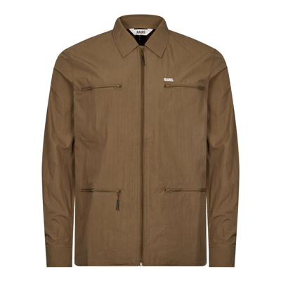 Shop Rains Woven Overshirt In Brown
