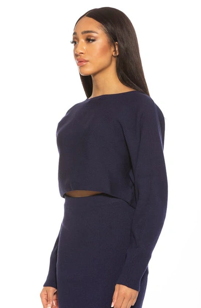 Shop Alexia Admor Ribbed Knit Dolman Sleeve Top In Navy