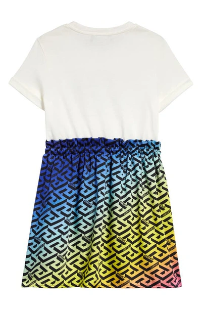 Shop Versace Kids' Dream Via Gesù Logo T-shirt Dress In Bianco Nero Multicolor