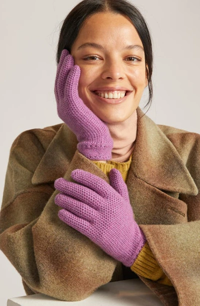 Shop Loro Piana Mixed Stitch Cashmere Gloves In Purple Daisy Mel