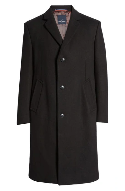 Shop Daniel Hechter Simon Wool Blend Topcoat In Black