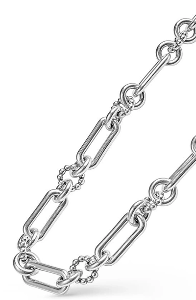 Lagos Signature Caviar Link Necklace In Silver