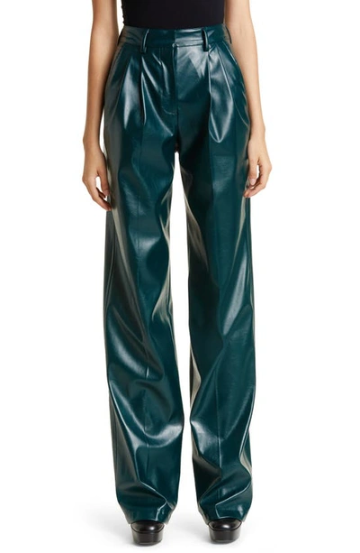 Shop Aknvas Oconnor Faux Leather High Waist Pants In Abyss