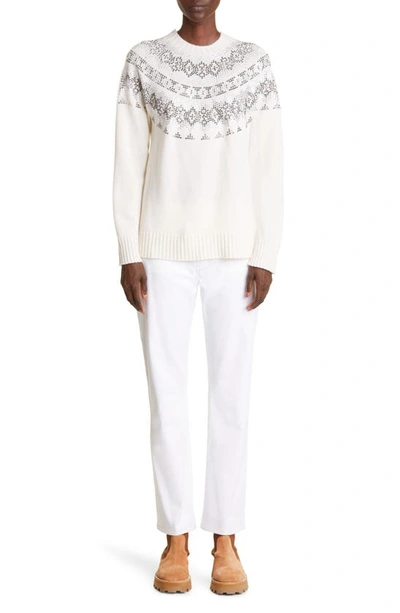 Shop Max Mara Osmio Crystal Embellished Wool & Cashmere Sweater In Silk