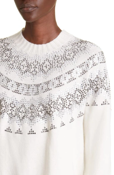 Shop Max Mara Osmio Crystal Embellished Wool & Cashmere Sweater In Silk