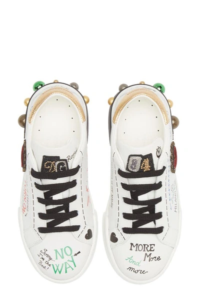 Shop Dolce & Gabbana Kids' Portofino Dg King Lace-up Low Top Sneaker In 8i049 White/ Dark Gold