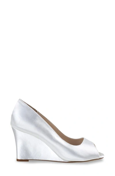 Touch Ups Nicole Peep Toe Wedge Pump In White Satin