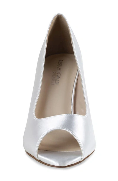 Touch Ups Nicole Peep Toe Wedge Pump In White Satin