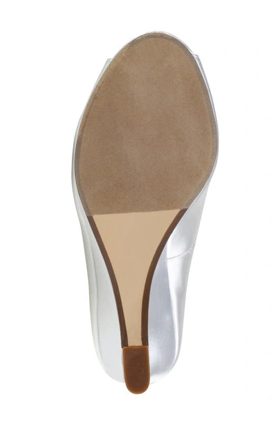 Touch Ups Nicole Peep Toe Wedge Pump In White Satin