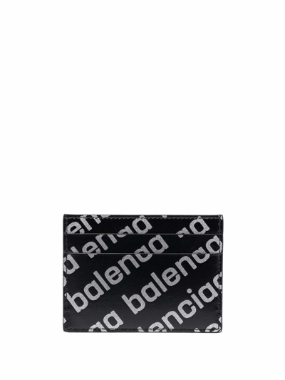 Shop Balenciaga Cash Logo Print Cardholder Black
