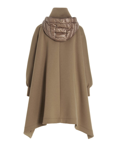 Herno Lady Scuba Camel Hooded Jersey Poncho | ModeSens