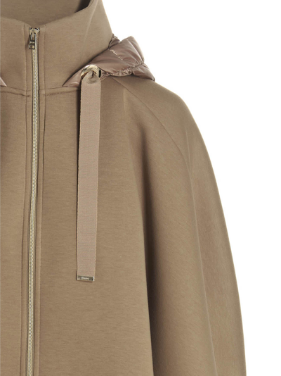 Herno Lady Scuba Camel Hooded Jersey Poncho | ModeSens