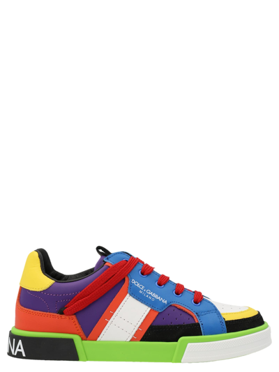 Dolce & Gabbana Kids' Color Block Leather Lace-up Sneakers In Multicolor |  ModeSens