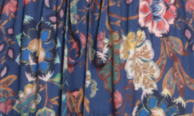 Shop Maggy London Ruffle Sleeve Midi Dress In Midnight Blue/misty Rose