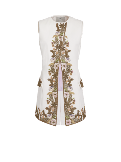 Shop Etro Cotton Waistcoat With Embroidery In White