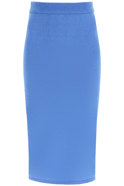 Shop Nanushka 'jorna' Midi Skirt In Compact Boucle Knit In Blue