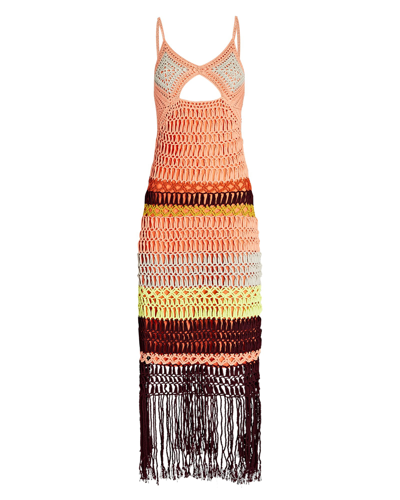 Shop Jonathan Simkhai Marie Crocheted Cut-out Midi Dress In Multi