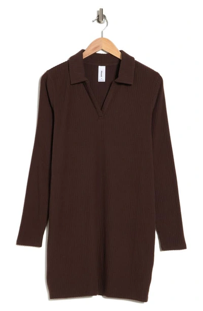 Shop Abound Long Sleeve Polo Knit Shirt Dress In Brown Java