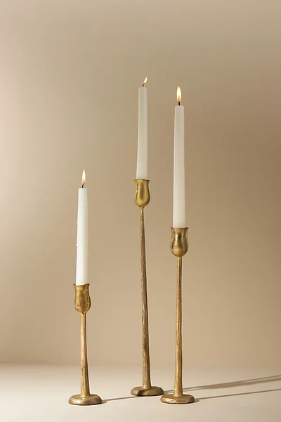 Shop Anthropologie Aurora Candlestick By  In Gold Size L