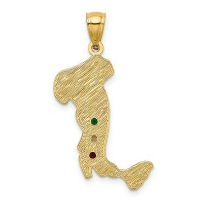 Pre-owned Goldia 14k Yellow Gold D/c Solid Casted Satin Italy Map Charm