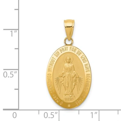 Pre-owned Goldia 14k Yellow Gold Satin & Polished Blessed Mary Miraculous Medal Oval Pendant