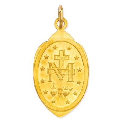 Pre-owned Goldia 14k Yellow Gold Satin & Polished Blessed Virgin Mary Miraculous Medal Pendant