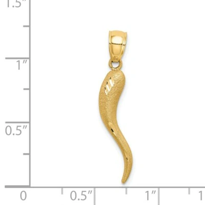 Pre-owned Accessories & Jewelry 14k Yellow Gold Diamond Cut Italian Horn Good Luck Charm Pendant For Necklace