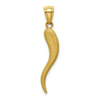 Pre-owned Accessories & Jewelry 14k Yellow Gold Diamond Cut Italian Horn Good Luck Charm Pendant For Necklace