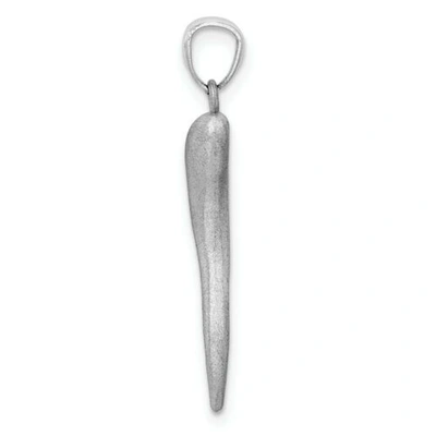 Pre-owned Goldia 14k White Gold Diamond Cut Italian Horn Good Luck Charm Pendant For Necklace
