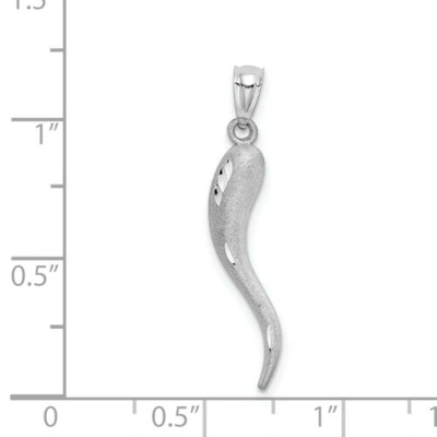 Pre-owned Goldia 14k White Gold Diamond Cut Italian Horn Good Luck Charm Pendant For Necklace