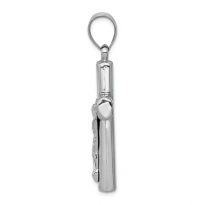 Pre-owned Goldia 14k White Gold Solid Polished Reversible Hollow Crucifix/cross Pendant