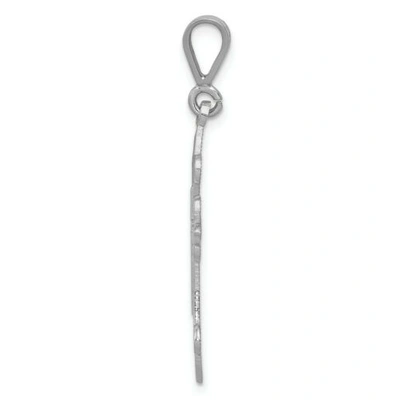 Pre-owned Goldia 14k White Gold Polished Satin Finish Budded Cross Christianity Religious Pendant