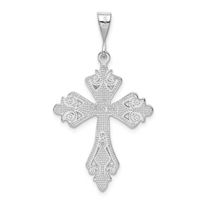 Pre-owned Goldia 14k White Gold Polished Satin Finish Budded Cross Christianity Religious Pendant