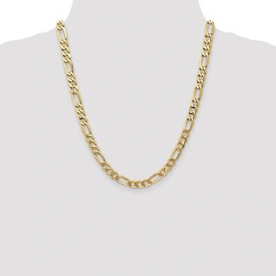 Pre-owned Superdealsforeverything Real 14kt Yellow Gold 22 Inch 7mm Flat Figaro With Lobster Clasp Chain; 22 Inch