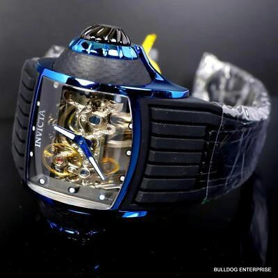 Pre-owned Invicta Vintage Ghost Bridge Automatic Skeletonized Blue Clear 68mm Watch