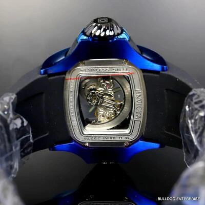 Pre-owned Invicta Vintage Ghost Bridge Automatic Skeletonized Blue Clear 68mm Watch