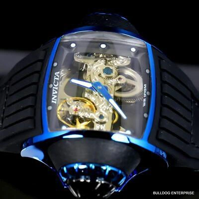 Pre-owned Invicta Vintage Ghost Bridge Automatic Skeletonized Blue Clear 68mm Watch