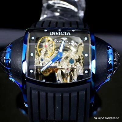 Pre-owned Invicta Vintage Ghost Bridge Automatic Skeletonized Blue Clear 68mm Watch