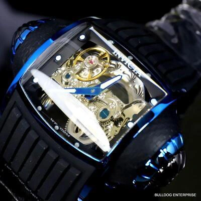 Pre-owned Invicta Vintage Ghost Bridge Automatic Skeletonized Blue Clear 68mm Watch