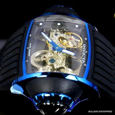 Pre-owned Invicta Vintage Ghost Bridge Automatic Skeletonized Blue Clear 68mm Watch