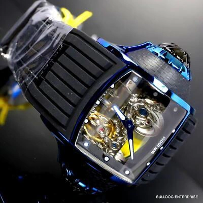 Pre-owned Invicta Vintage Ghost Bridge Automatic Skeletonized Blue Clear 68mm Watch